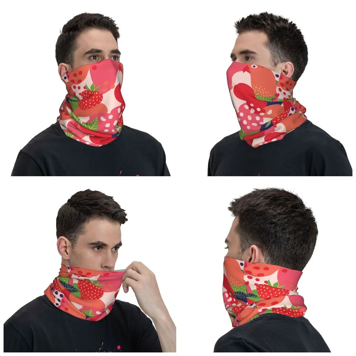 Strawberries Fruit Colorful Bandana Neck Cover Printed Balaclavas Face Mask Scarf Headwear Running for Men Women Adult