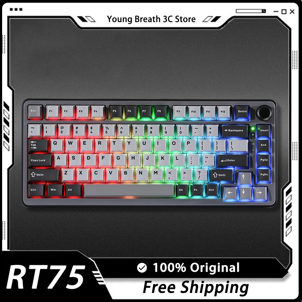 

YUNZII Rt75 Magnetic Switch Mechanical Keyboard Wired Gaming Keyboard Rgb Hot Swap Custom Low Latency Gasket Knob PC Accessories