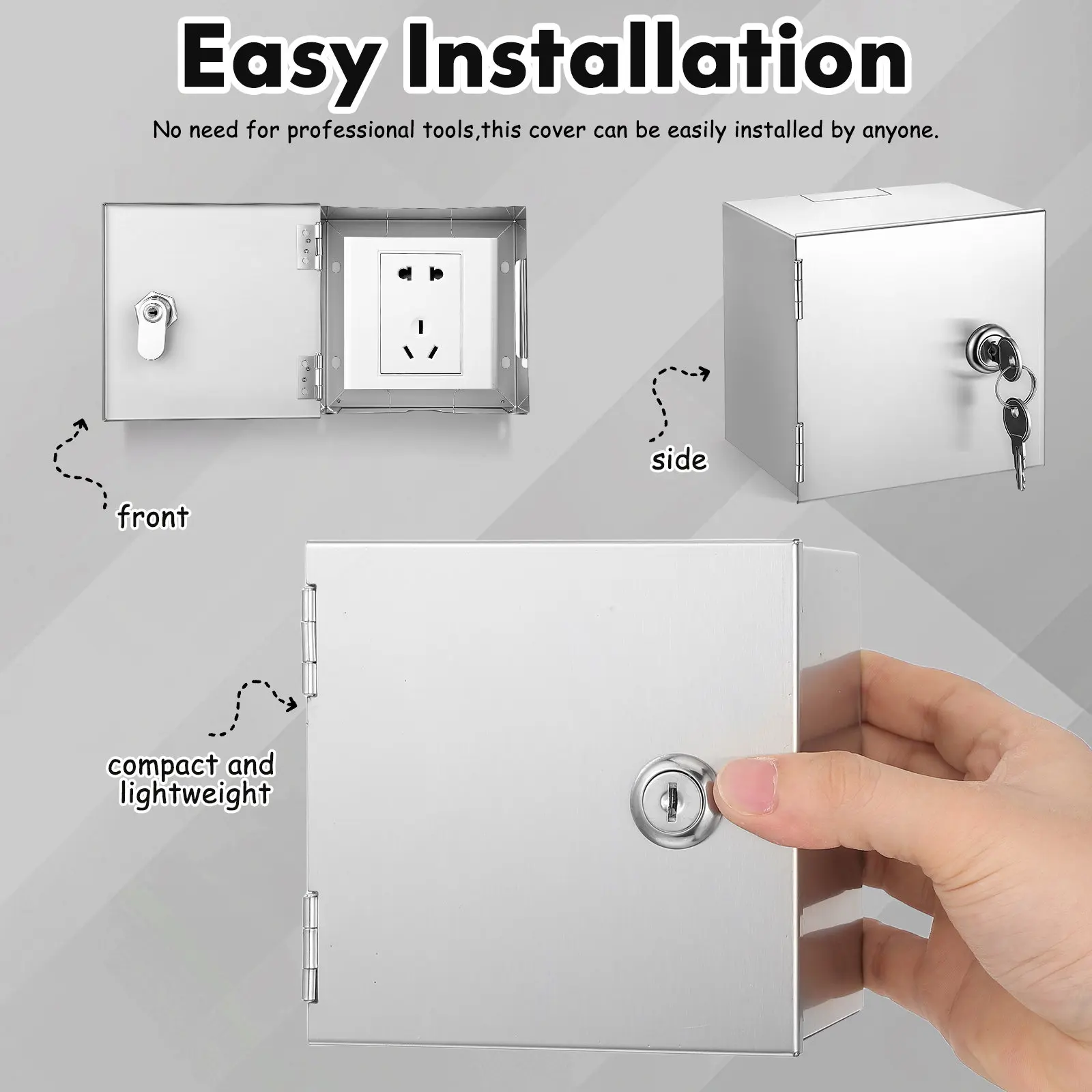Stainless Steel Electric Box For Home Safety Construction Worker Heavy Duty Socket Anti Theft Lockable