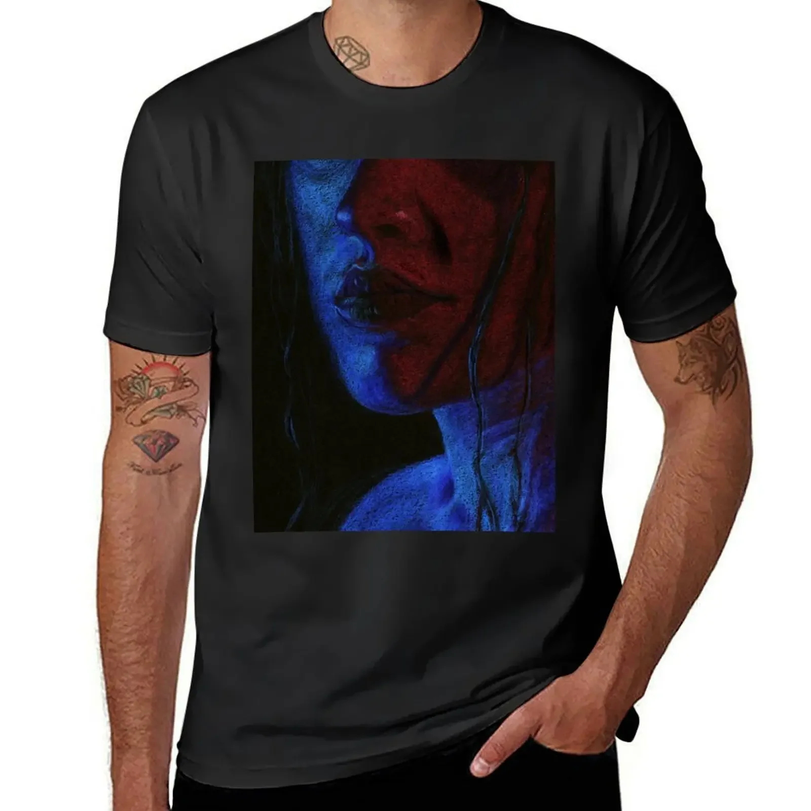 illuminated portrait. T-Shirt sublime tees graphic tee shirt mens cotton t shirts