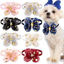 50pcs Shiny Bows For Dog Fashion Lace Small Dog Cat Bowties Collar Ties For Dogs Pets Grooming Accessories  For Small Dogs