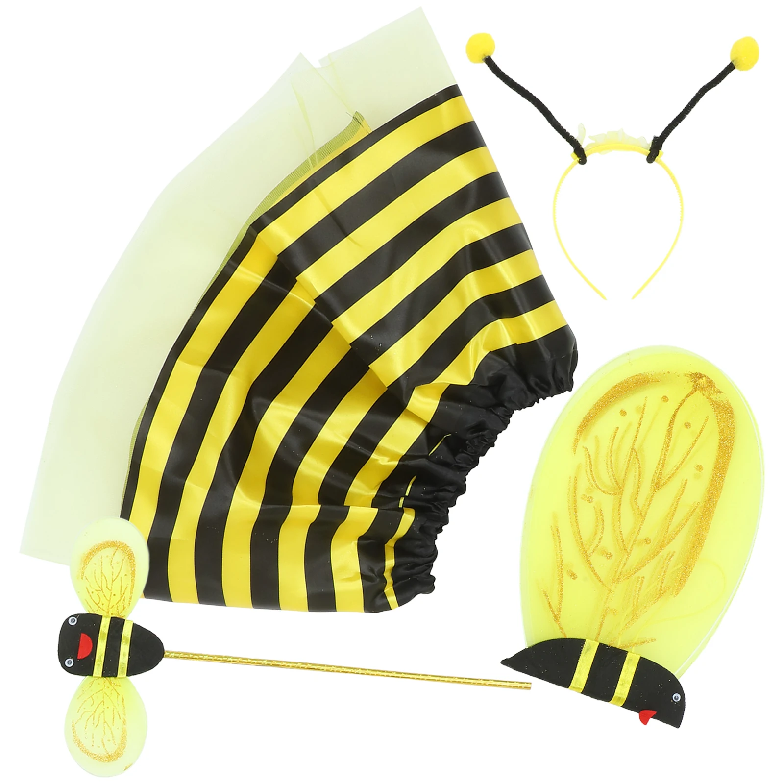 

Yellow Bee Wings Skirt Headband Set Kids Performance Costume Cosplay Props Good Material Comfort Breathability Unique Design