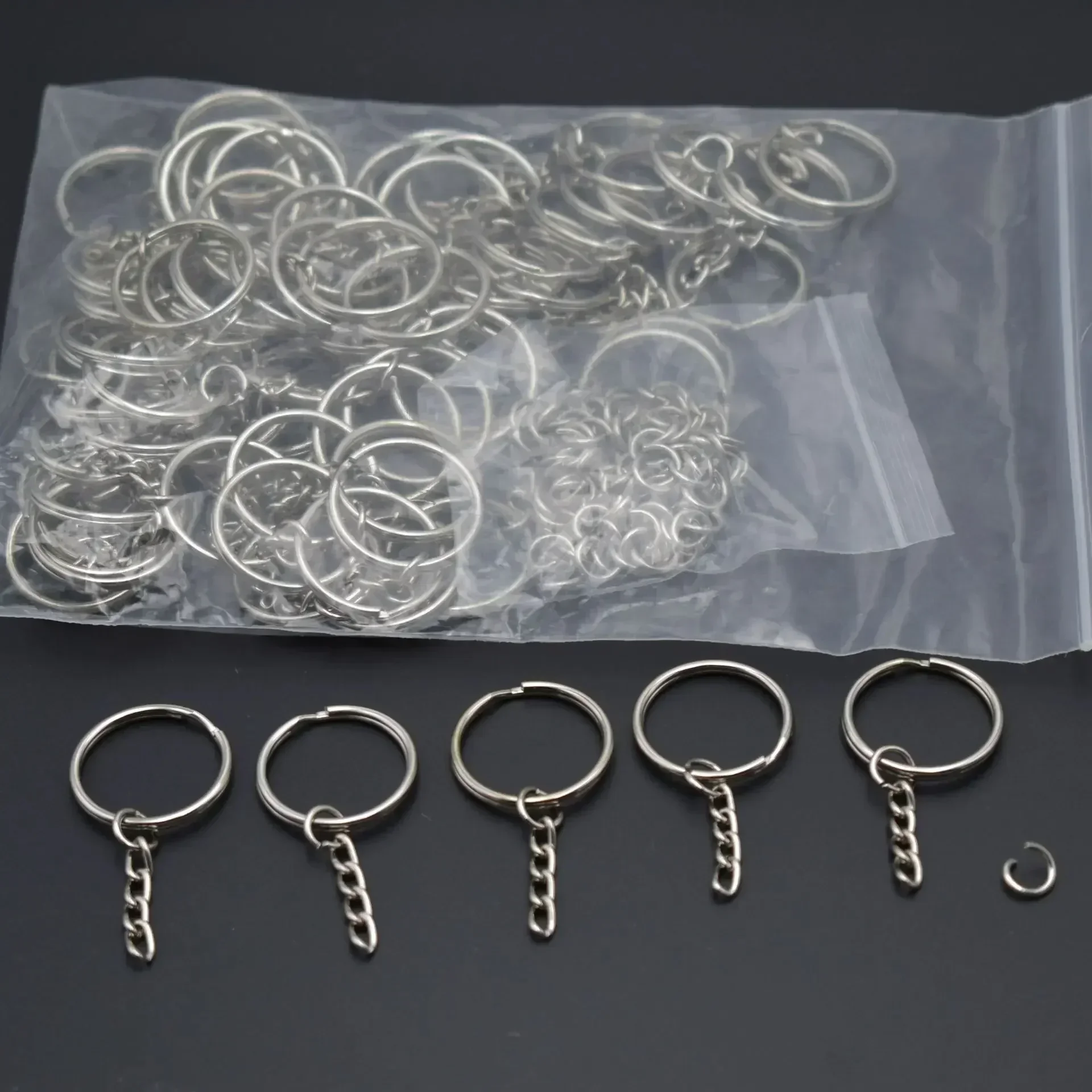50/100pcs Stainless Steel Hole Flat Key Ring DIY Bag Pendant Buckles Making Polished Keychains Line Split Rings Jewelry Findings