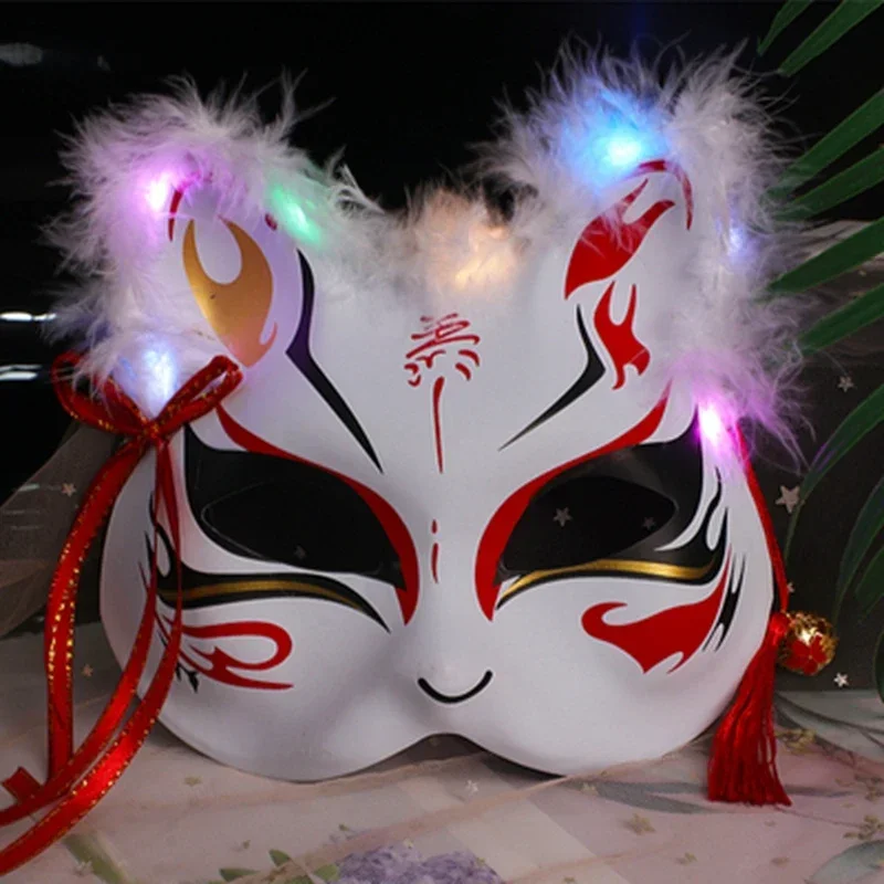 Party Shining Half Face Fox Mask Japanese Hotarubi No Mori E Anime Halloween Antiquities Multiple Styles Cosplay Social R CMM221