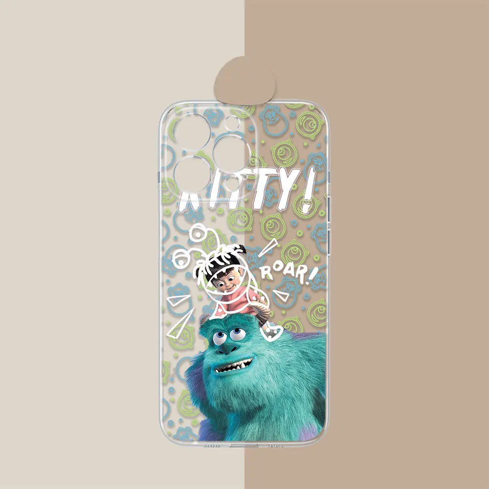 Disney Monsters Inc caixa de telefone legal, tampa transparente para iPhone 11, 13, 12 Mini, 15, 14 Pro Max, 8, 7 Plus, XR, X, S, SE, 15