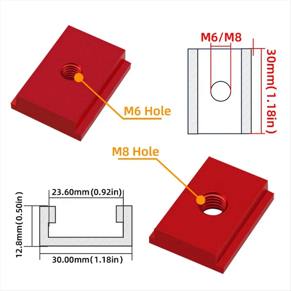 DT35BG 5Pcs Universal 30mm T Slider is Suitable for Workbench/Sawing and Milling Table DIY Tool Woodworking Chute M6.