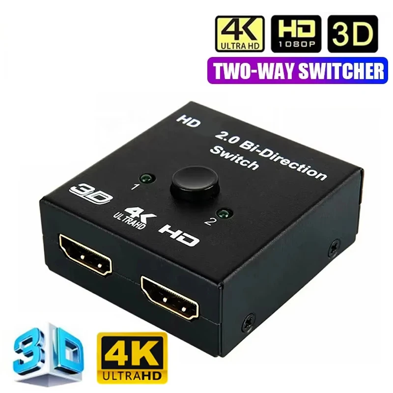 HDMI-compatible Switch Direction Switch HDMI-compatible Bi-Direction 2.0 Splitter HDMI-compatible 1x2/2x1 Adapter 2 In 1 Out 3D