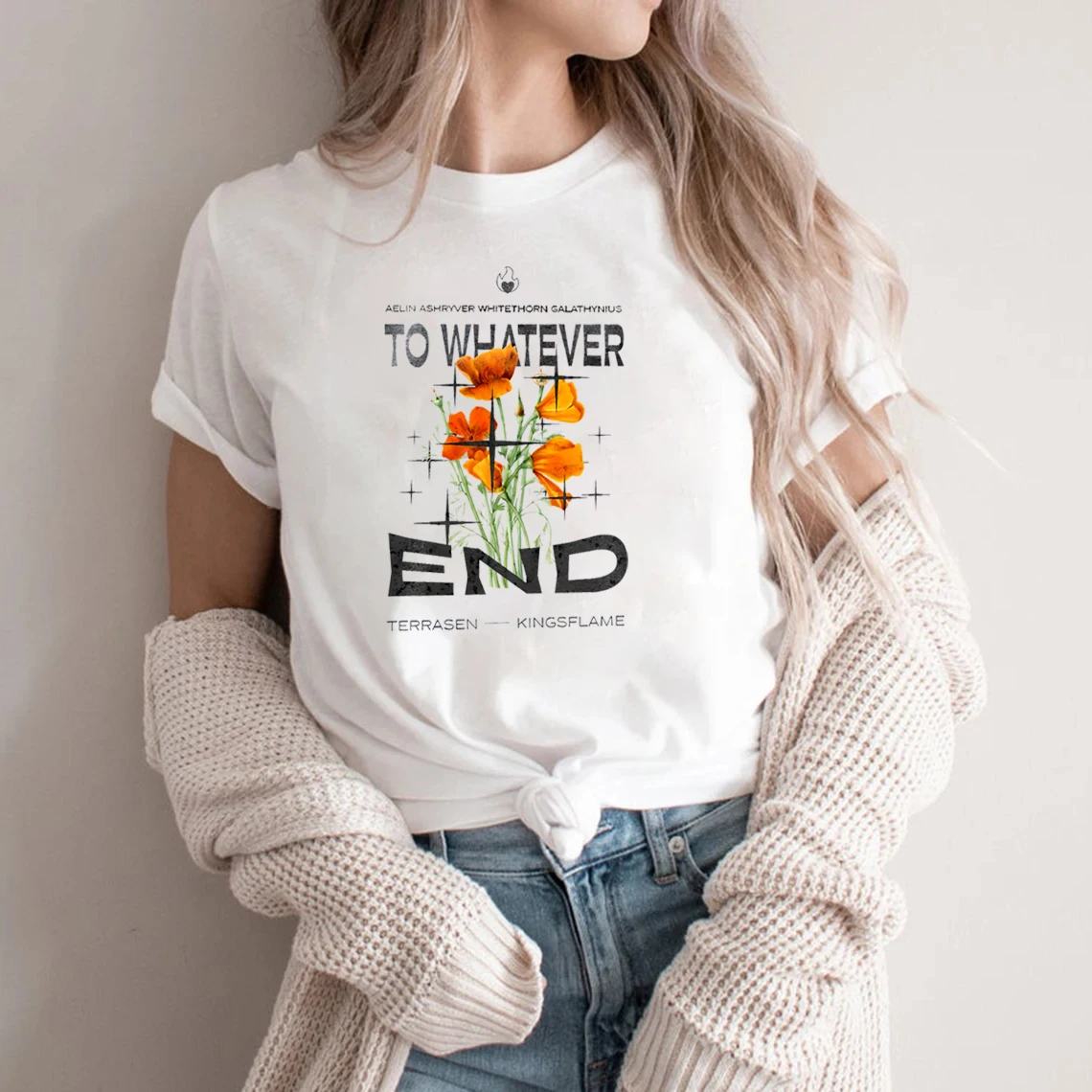 

К любому концу трона стекла футболка Fireheart Terrasen Aelin glathyцерия SJM Merch Rowan Whitethorn Kingsflame тринадцать