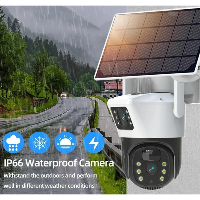 V380  SolarCtv Camera Home Phone Remote Dual Lens Outdoor 4G Solar Surveillance