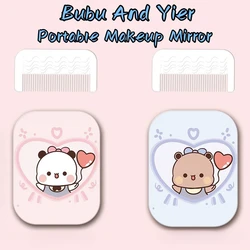 New Panda Bubu And Yier Cartoon Pattern Makeup Mirror Cute Panda Doll Mini Mirrors And Combs Combination Portable Trendy Gift