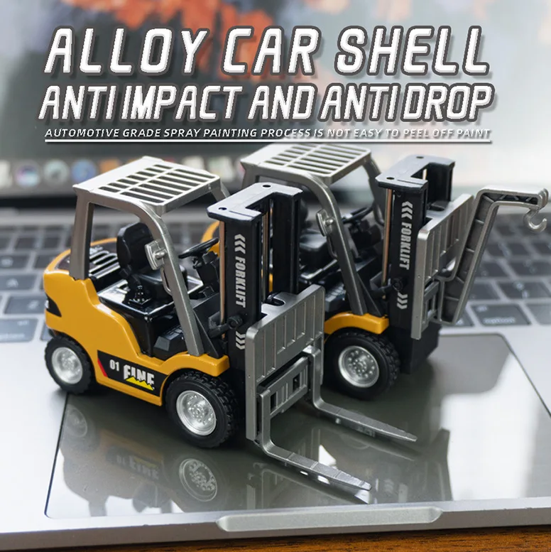 

1/64 Alloy Rc Forklift 2.4G Speed Switch Remote Control Car with Music Led Lightings Mini Engineer Vehicle Desktop Toy Boys Gift