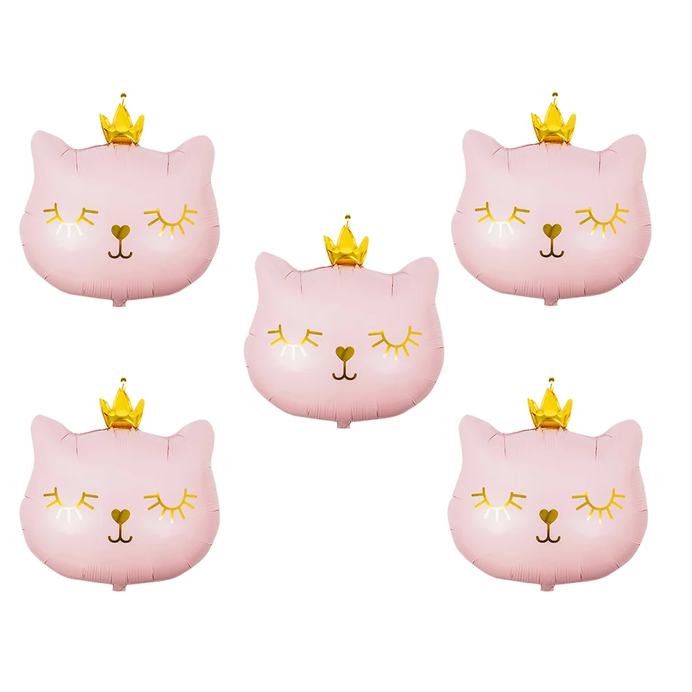 

5 Pcs Cat Balloon Inflatables for Children Birthday Party Foil Balloons Baby Inflator Pink Decor