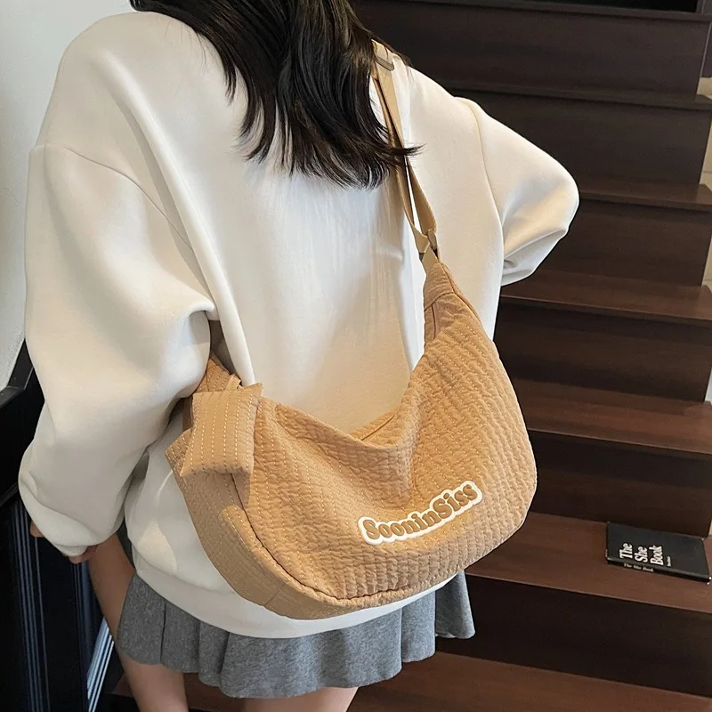 

Новая сумка-хобо в японском стиле, большая вместительная женская сумка через плечо, корейская модная милая клетчатая сумка