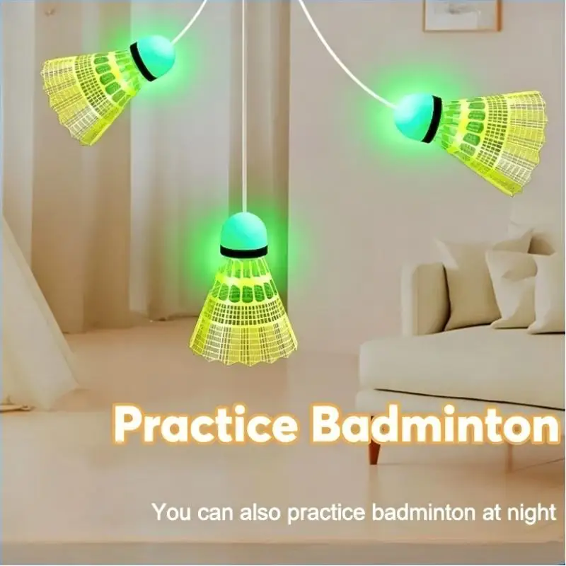 Hanging Badminton Trainer Luminous Glow No Ball Picking Needed Reusable Self Practice Tool for Daily Skill Training