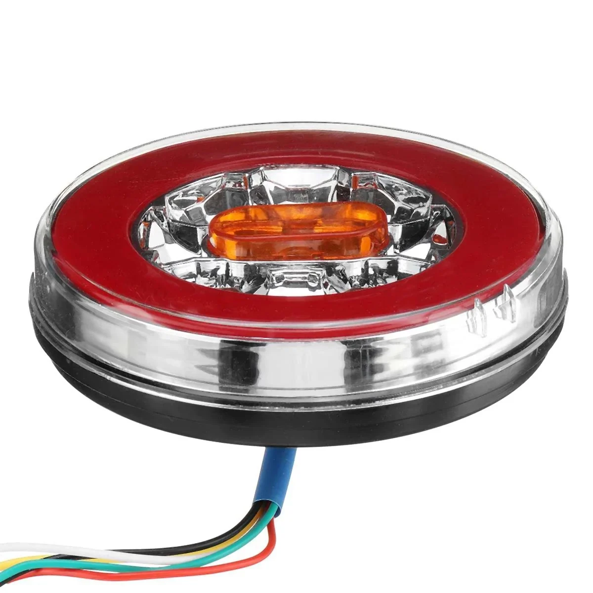 Stable- Round LED 4 in 1 Truck Tail Light 12-24V Dynamic Tail Turn Signal Reverse Rear Brake Stop Light for Trailer Lorry RV