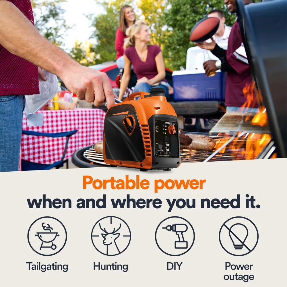 2,500-Watt Gas Powered Portable Inverter Generator - Compact and Lightweight Design - Produces Clean, Stable Power