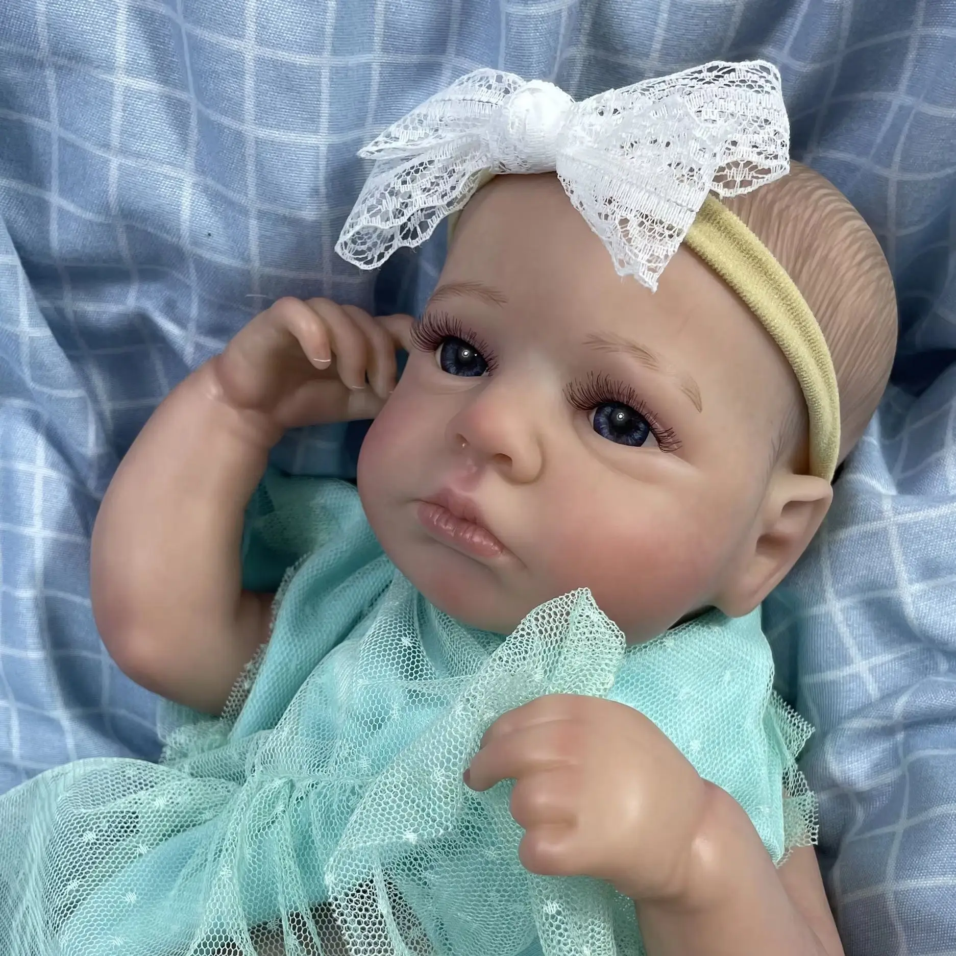 50CM Reborn LouLou Awake Full Vinyl Body  Girl Washable Newborn Baby Doll Reborn 3D Skin Tone Visible Veins Doll For Kids Gift