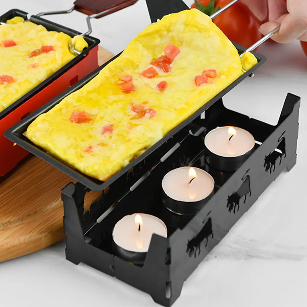 1 Juego de sartenes portátiles para derretir queso, bandeja de hierro antiadherente para acampar, pícnic, uso doméstico, utensilios de cocina de mano de obra exquisita