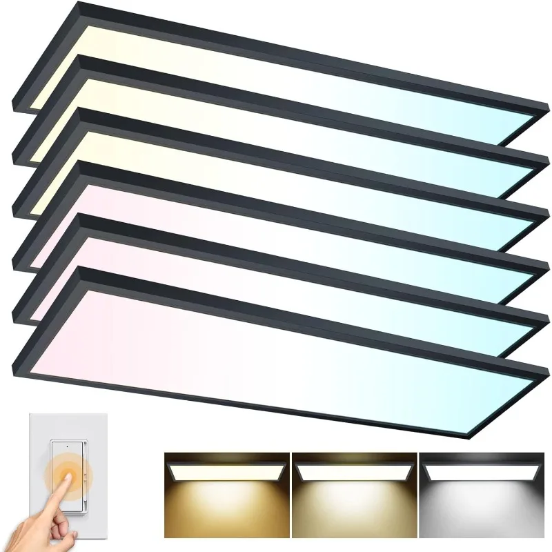 6 Pack 1x4 LED Flat Panel Light Surface Mount LED Ceiling Light,5500LM 50W TRIAC 10-100% Dimmable,3000/4000/5000k AC120V