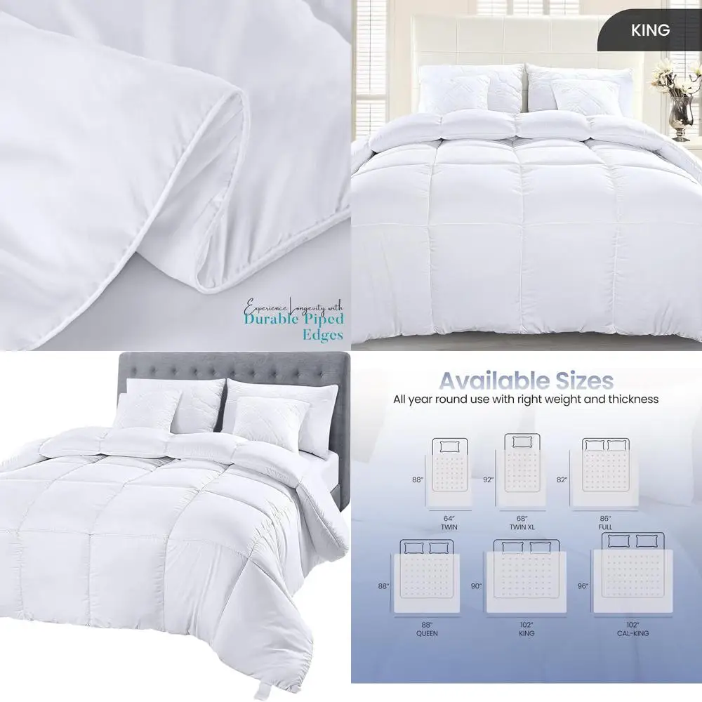 

Одеяло King Size стеганое с угловыми креплениями, с наполнителем из искусственного пуха, белое