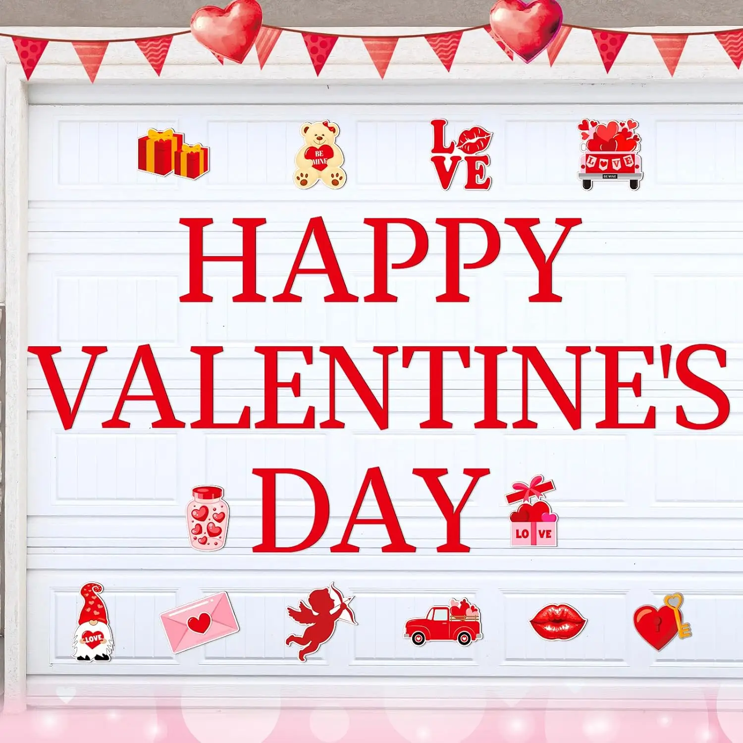 30-Pack Magnetic Valentine's Day Garage Door Decorations 'Happy Valentine's Day' Car Stickers Fridge Magnet Heart Decorations