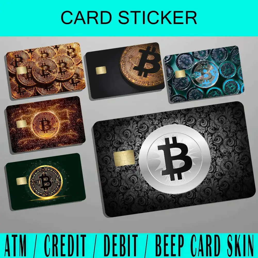 Fashion Money Dollar Bitcoin Credit Card Debit Card Waterproof Sticker Bank Bus Card Protective Film Sticker