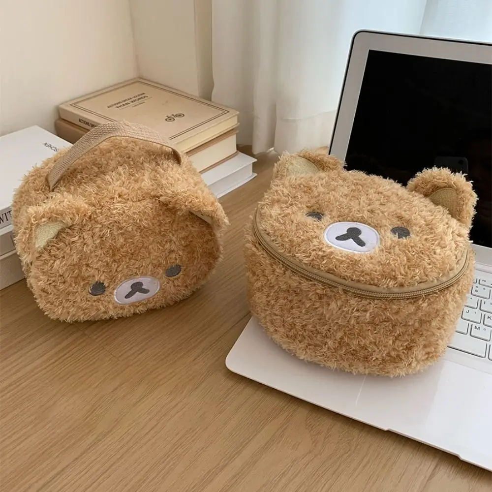 حقيبة تخزين مستحضرات التجميل ذات سعة كبيرة مدمجة في قسم كبير مفتوح الفم حقيبة مكياج بمقبض محمول