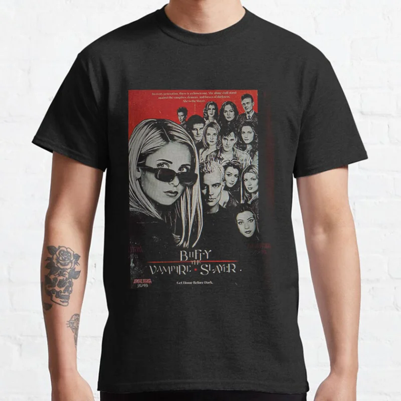 0626# Buffy the vampire slayer Retro Horror movie Scary halloween Gift t shirt Scream film Graphic clothes All size tops S-6XL