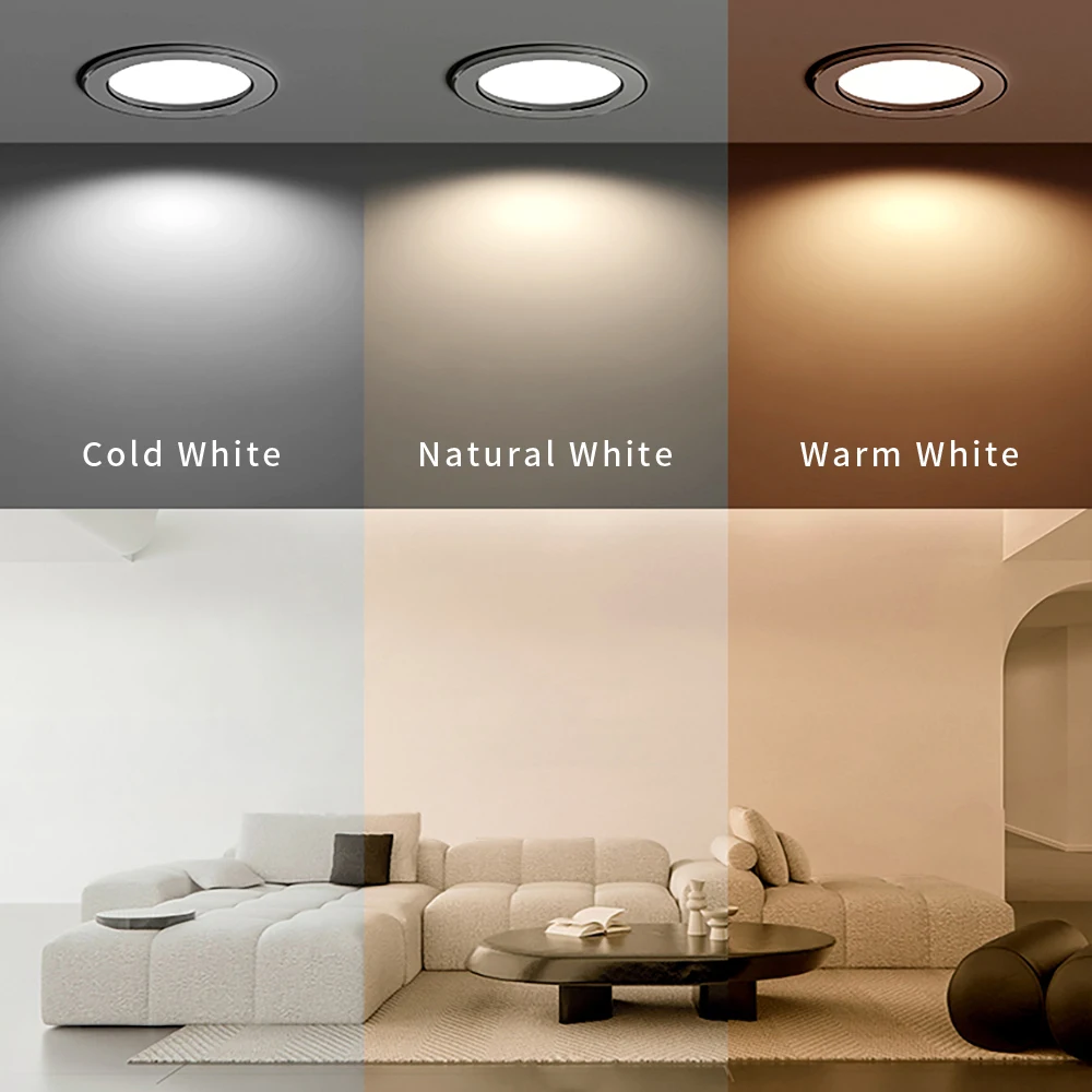 10Pcs LED Downlight Recessed Round Ceiling Dowm Light 3-Color Light Bedroom Kitchen Home Decor Lighting Spotlight Panel lights