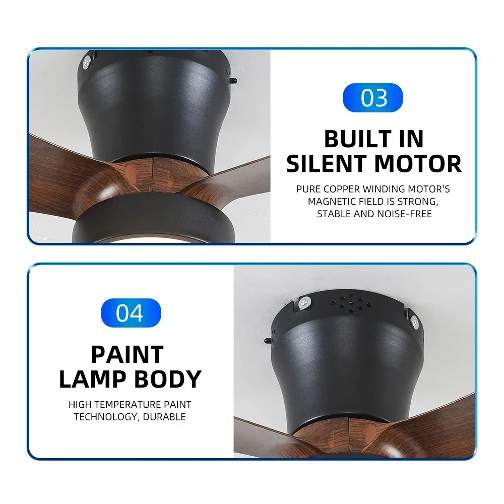 مروحة سقف مدمجة 62 سم مع جهاز تحكم عن بعد وإضاءة، 24 وات، مروحة صامتة صغيرة مناسبة لغرف النوم وغرف الطعام والمطابخ #6