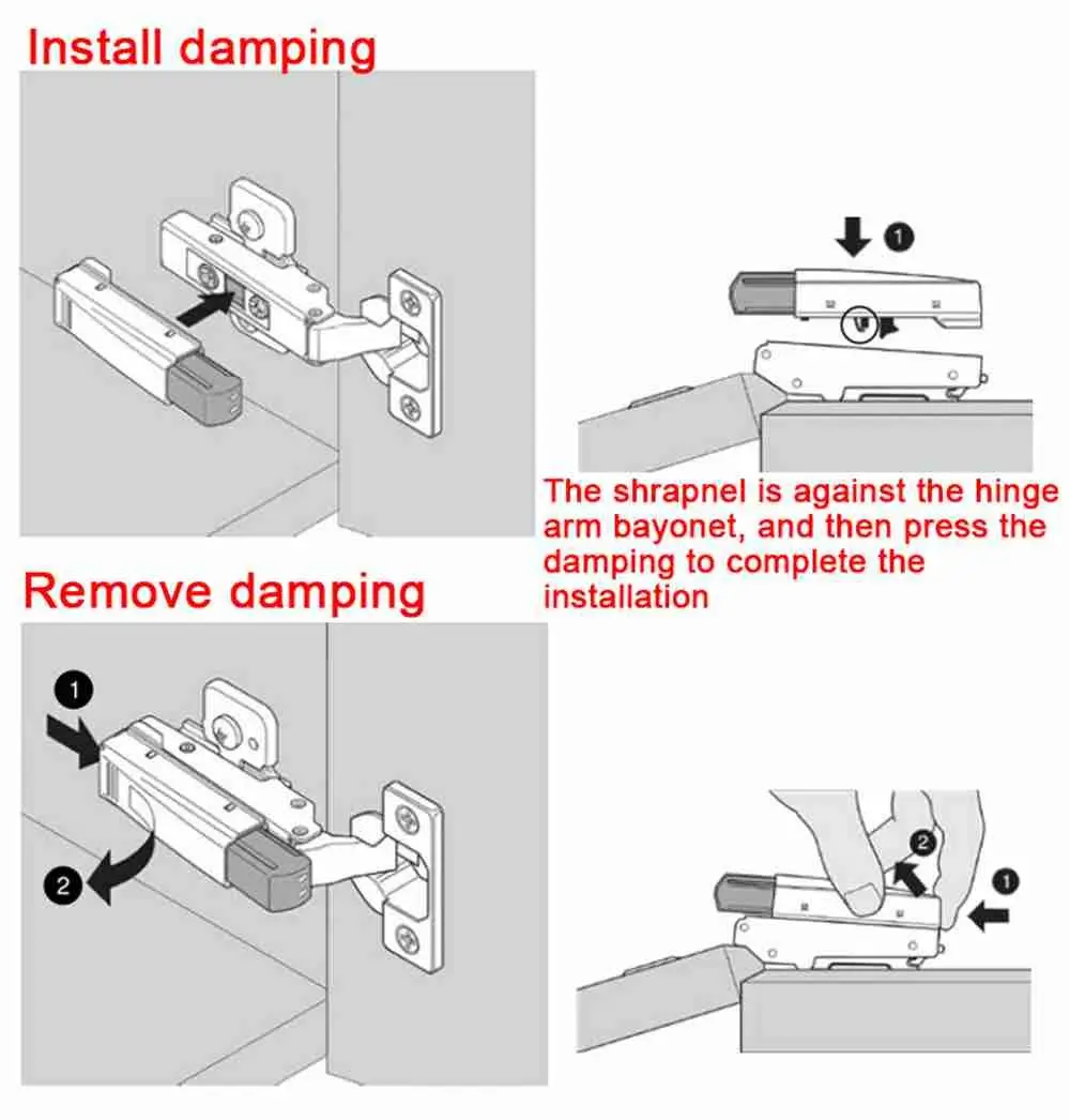 Straight Arm Full Overlay Hinge Buffer hinge for Doors Nickel Finish Automatically Adjust Buffer damper