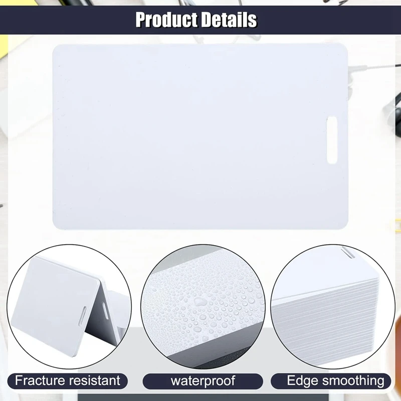 

100 Pcs White PVC Cards With Slot Punch On Short Side Vertical Slot Punch Card Blank Credit Cards Plastic Photo ID Card