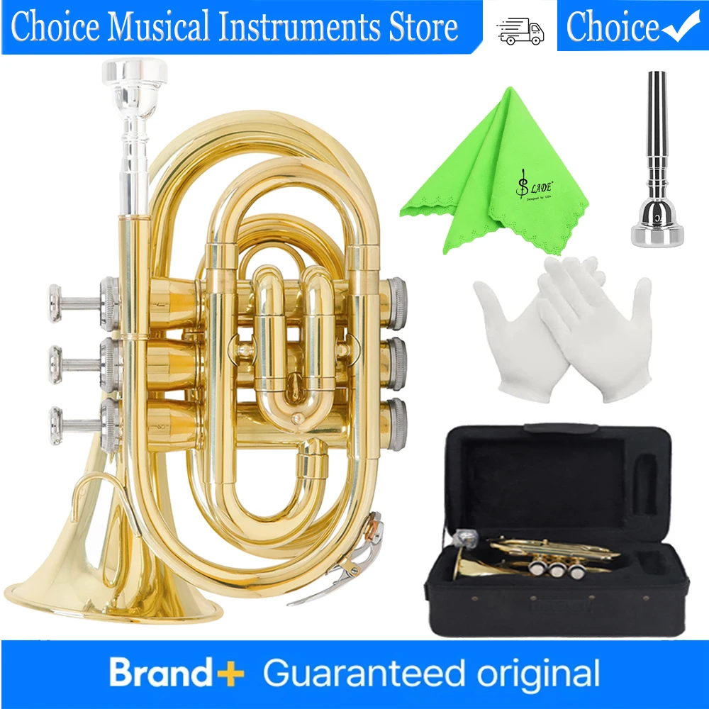 

Тромбон SLADE Bb LDP650, миниатюрный карманный, с мундштуком, сумкой для переноски, перчатками, салфеткой для чистки, профессиональный медный инструмент