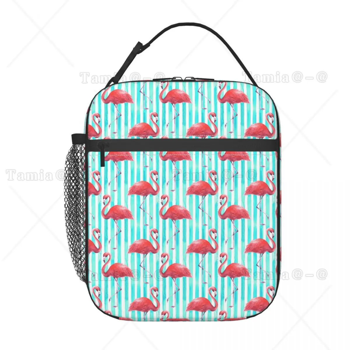 Pink Cartoon Flamingo Pattern Insulated Lunch Bag for Women Kids Leakproof Food Boxes Thermal Lunch Box Tote