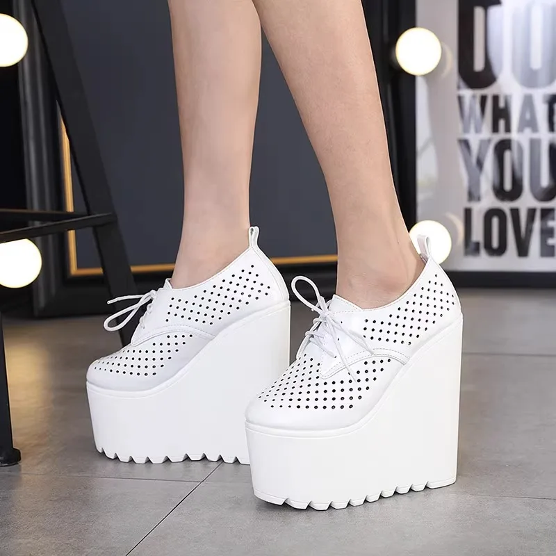 

Hate The Sky-high Catwalk Sandals Wedge Heels High Heels 16CM Nightclub Breathable Perforated Steel Pipe Dancer Shoes