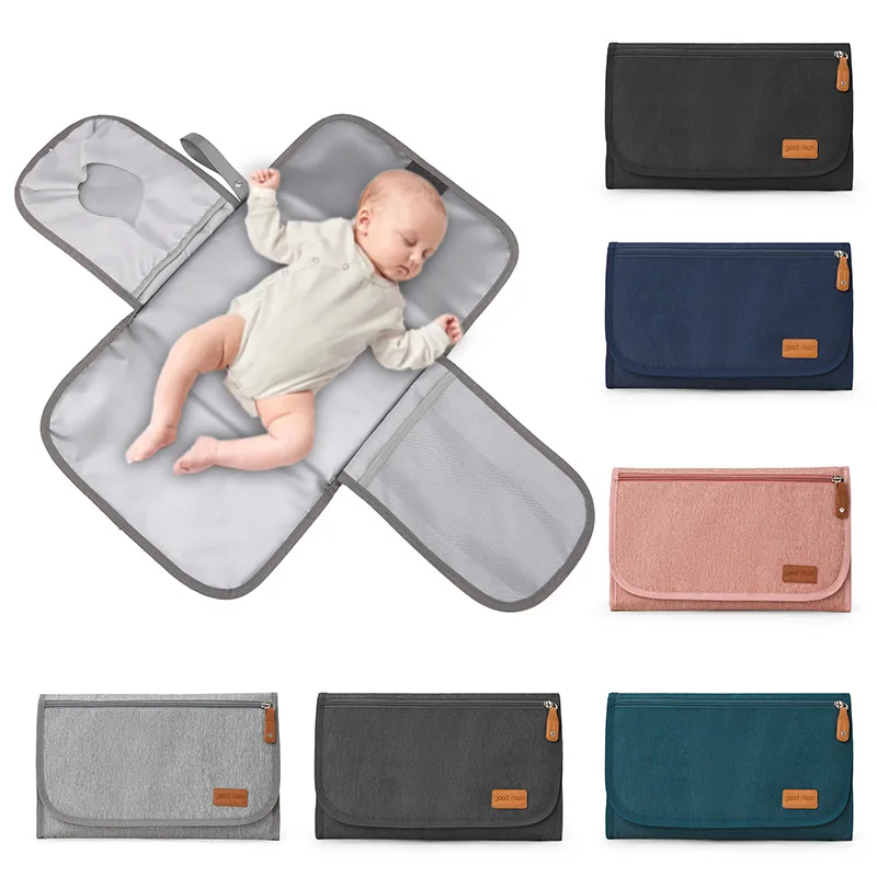 

Foldable Waterproof Diaper Bag Portable Changing Pads Station Multi-pocket Mommy Organizer for Travel Handheld Nursery Bag