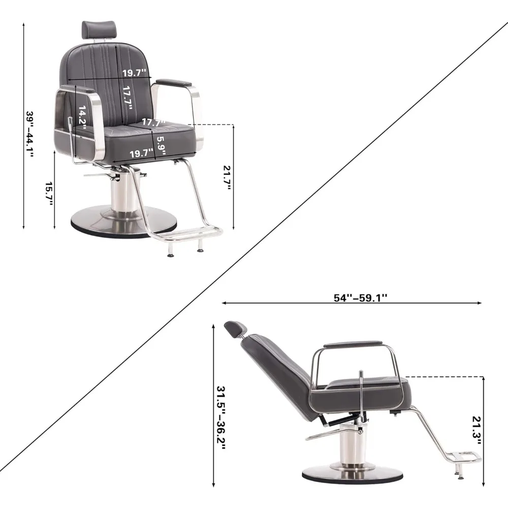 Salon Chair for Hair Stylist, All Purpose Hydraulic Barber Styling Chair, Beauty Spa Equipment 8548 (Grey)