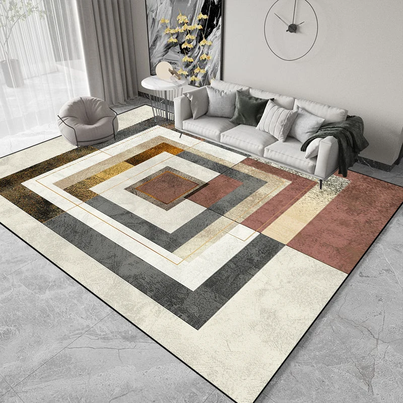 Modern Light Luxury Carpet Living Room Decoration Geometry Rugs Hall Sofa Area Foot Mat Soft Room Decor Hallway Carpet Washable