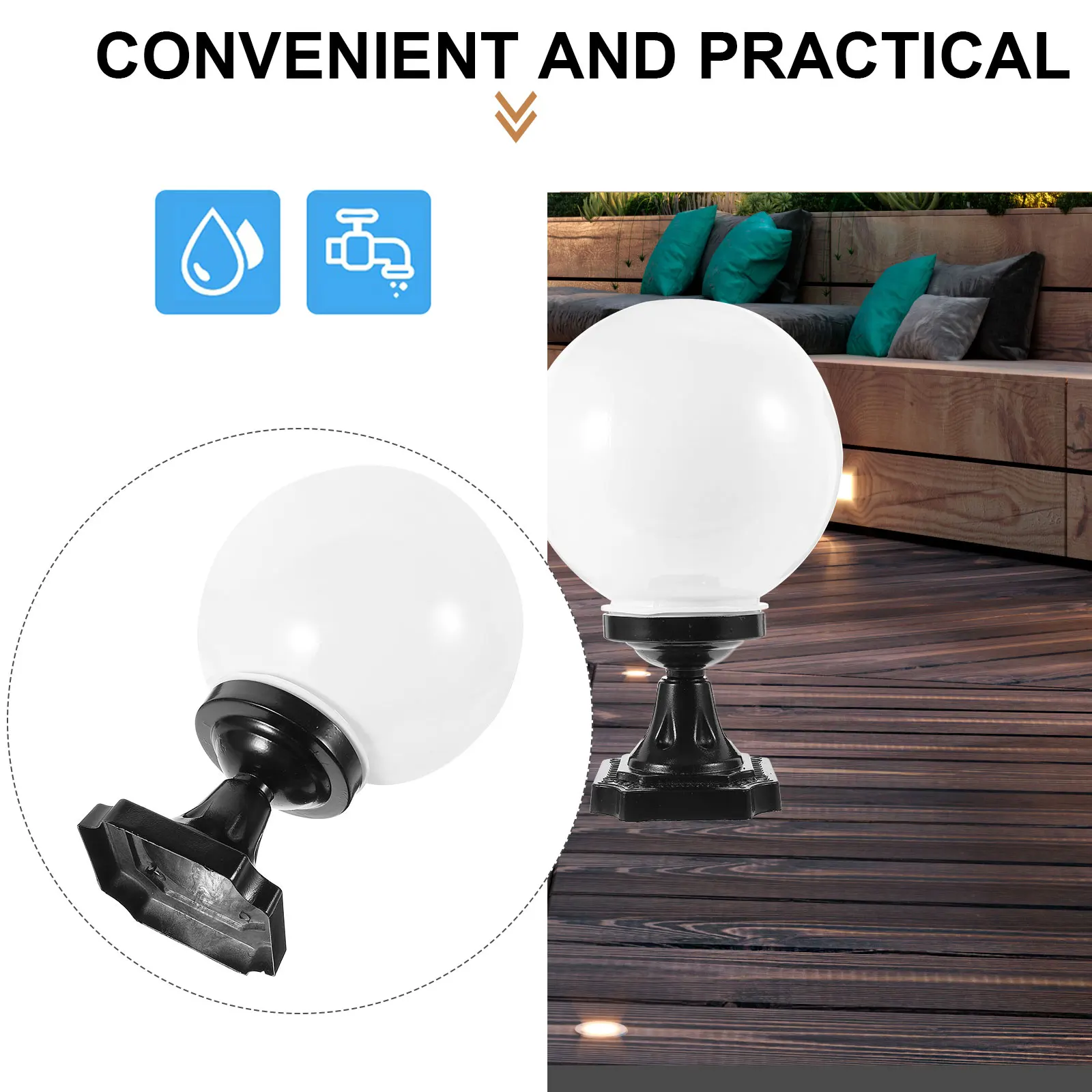 

Globe Replacement Wall Lamp Cover Outdoor Cover For Garden Patio Porch Street Fixture Spherical Lampshade Post Wall Floor