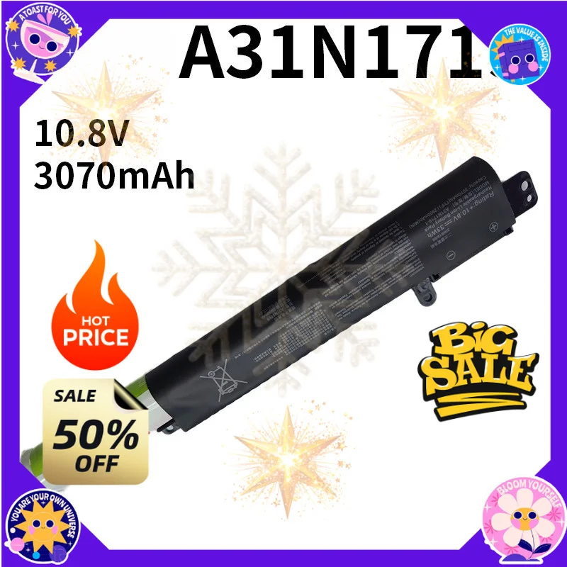 SWZY  10.8V 33Wh A31N1719 Laptop Battery For ASUS X407 X507 X407MA-1B X407UA X507MA X507MA1B X507UB X507UB1B X507UF1B