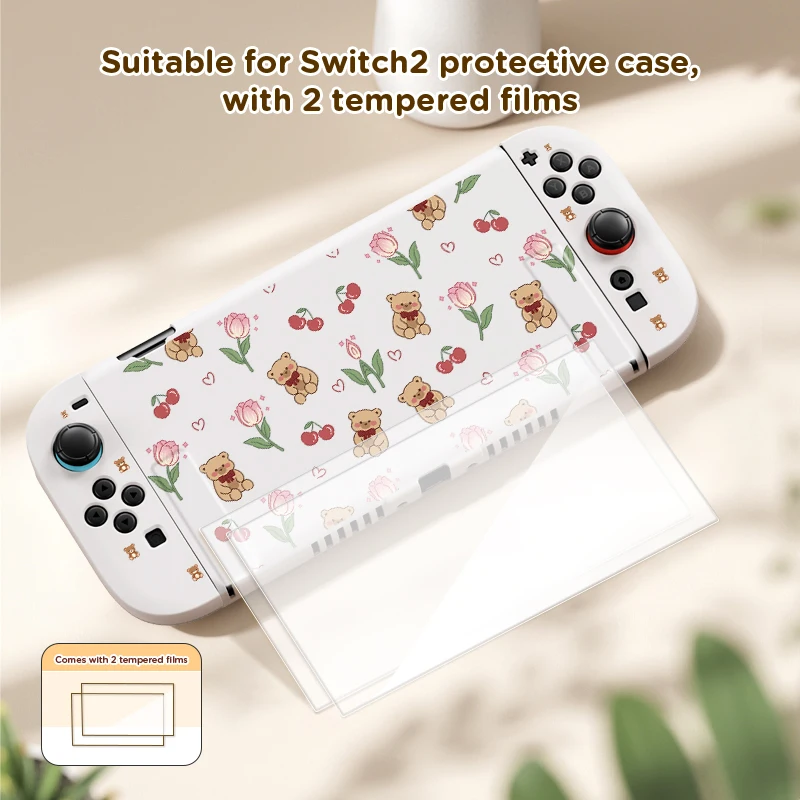 for Switch NS2 protective case，tpu soft shell，20205 new，with 2 HD tempered films，game controller shell,Switch2 dedicated
