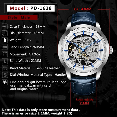 Imagen 2 del producto Reloj de Pulsera PAGANI DESIGN para Hombre de Negocios, Diseño de Lujo, Esqueleto, Correa de Cuero, Nuevo Reloj Mecánico Masculino