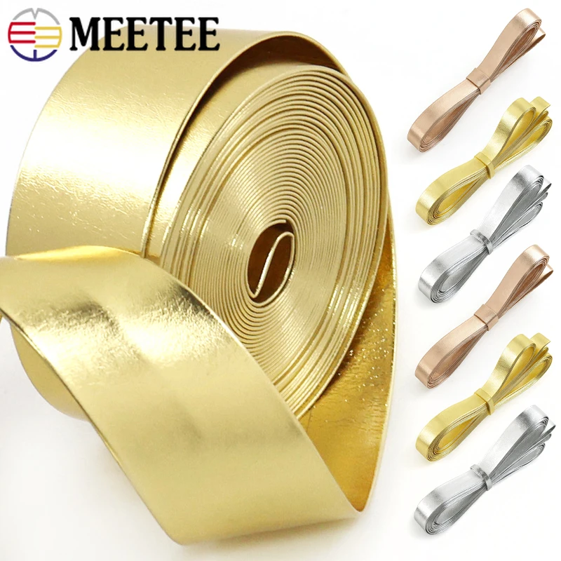

20M 5-30mm Gold Silver Synthetic PU Leather Rope DIY Bows Strap Necklace Ribbon Cord Clothes Decoration Band Craft Material