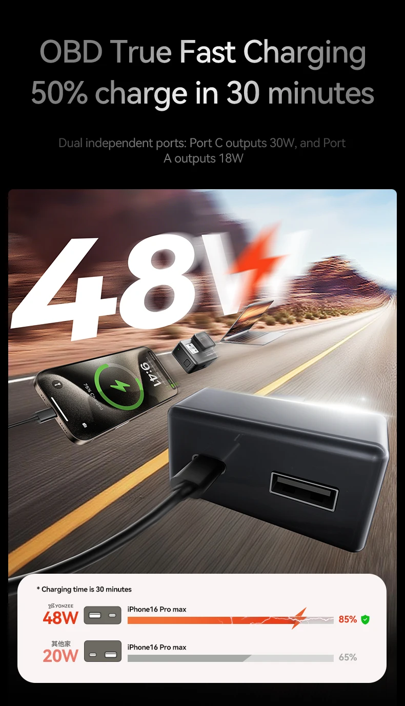 YZ Für Tesla Model 3/Y/YL/X/S Highland Juniper OBD-Adapter Ladeadapter für Tesla-Fahrzeuge OBD2-Splitter Ladeadapter Zubehör – Detail 11