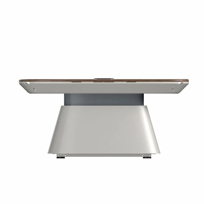 The modern living room intelligent sliding metal base coffee table supports remote control and adjustable functions.