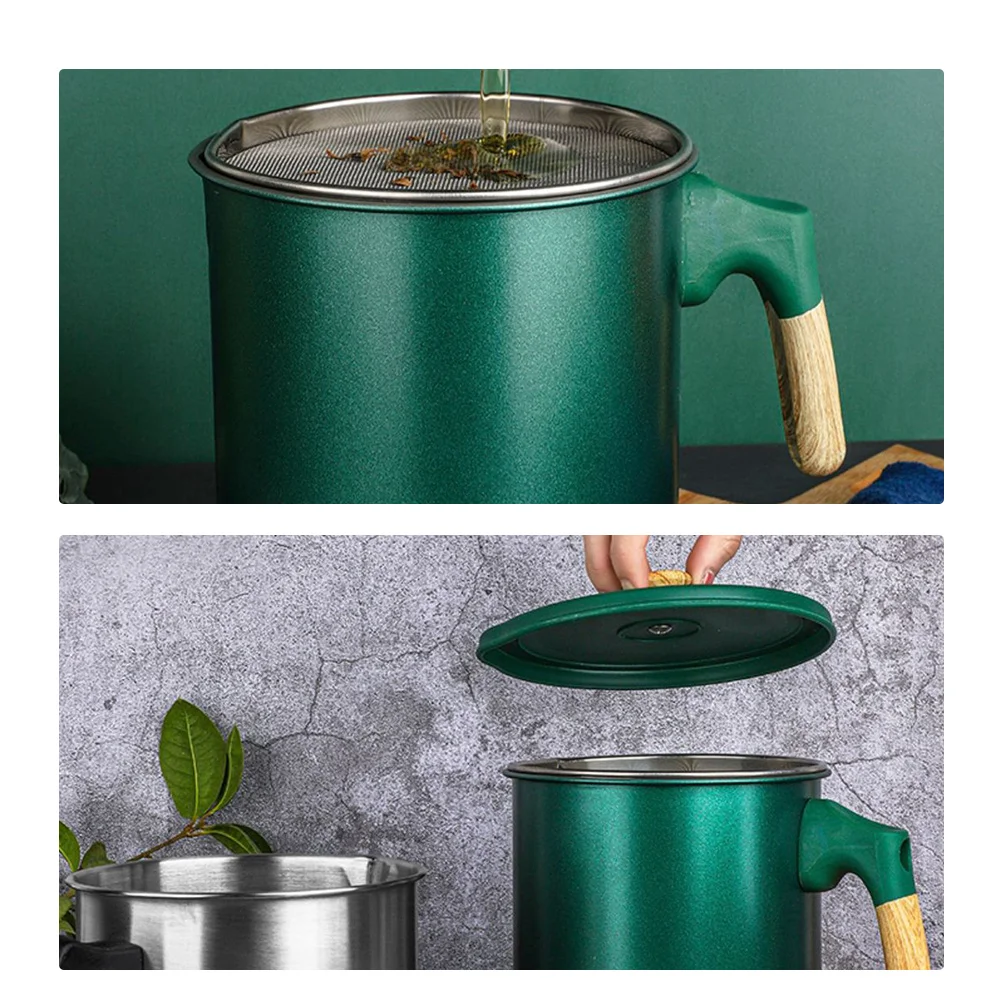 Stainless Steel Oil Filter Container with Fine Mesh Strainer for Kitchen Cooking Baking Roasting Bbq Home Use Grease Can Storage
