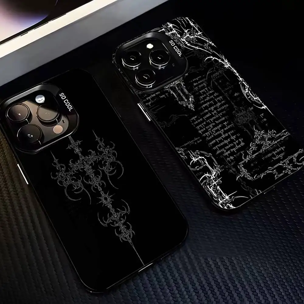 

G-Gothic C-Coquette C-Cybersigilism Phone Case For iPhone17,16,15,14,13,12,11,Pro,MAX Gray Matte Silicone Black Cover
