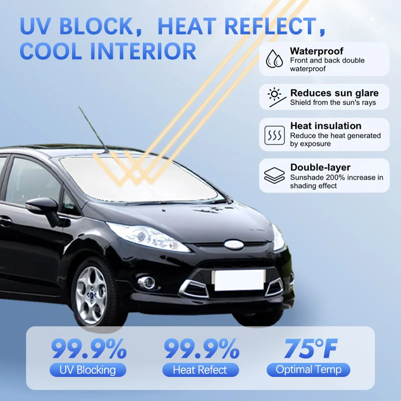 For Ford Fiesta MK6 MK7 ST Line Car Windshield Sun Shade Sunshade Sun Visor Protector Blocks UV Rays Summer Car Accessories