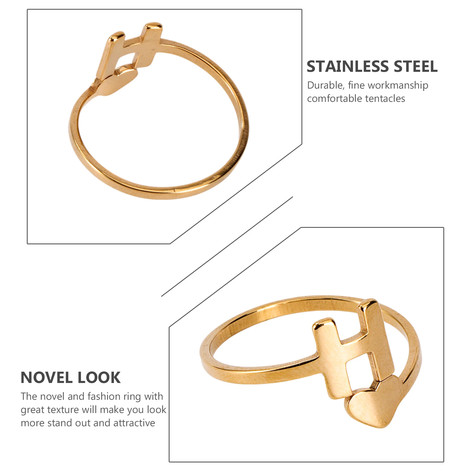 

Adjustable English Initials Ring Lovers Vintage Rings Girls Stainless Steel Simple Delicate