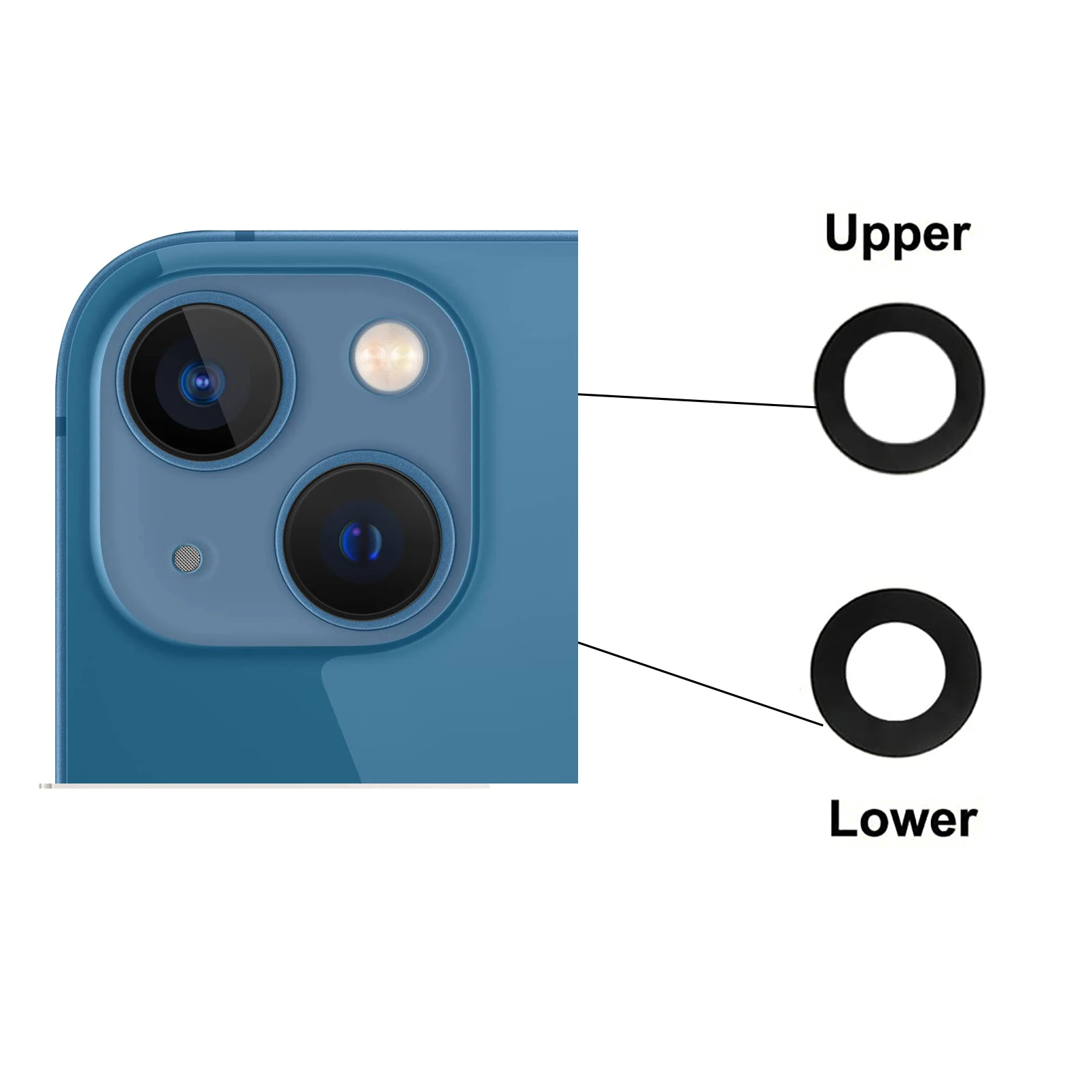 2 مجموعات الأصلي عدسة الكاميرا الخلفية الزجاج استبدال آيفون 12 / 12 Mini مع لاصق مثبت مسبقًا ومجموعة أدوات إصلاح